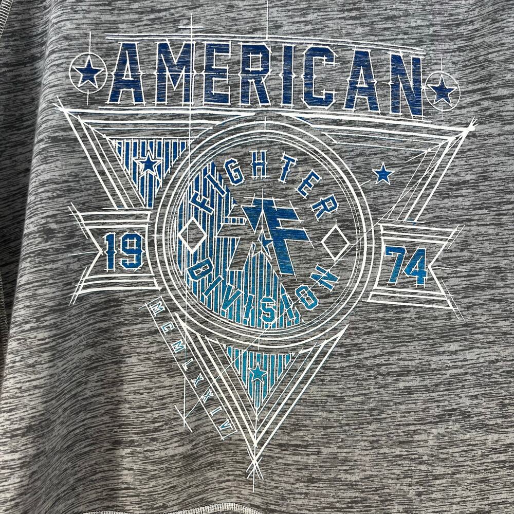 American Fighter Premium Hoodie Men's 2XL Grey Blue Graphic Logo Athletic Fit - Picture 5 of 11